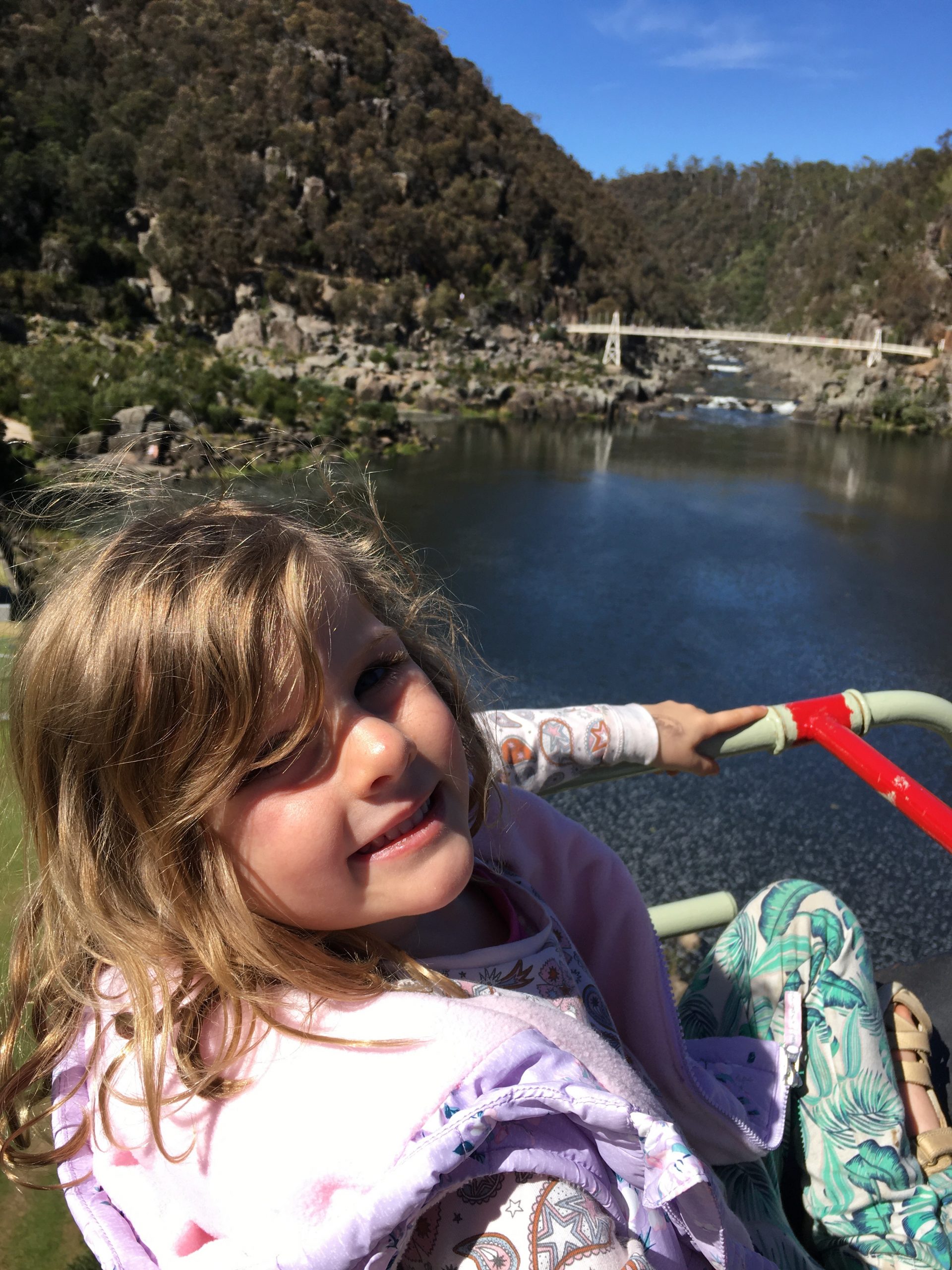 In the chair lift at Launceston Gorge