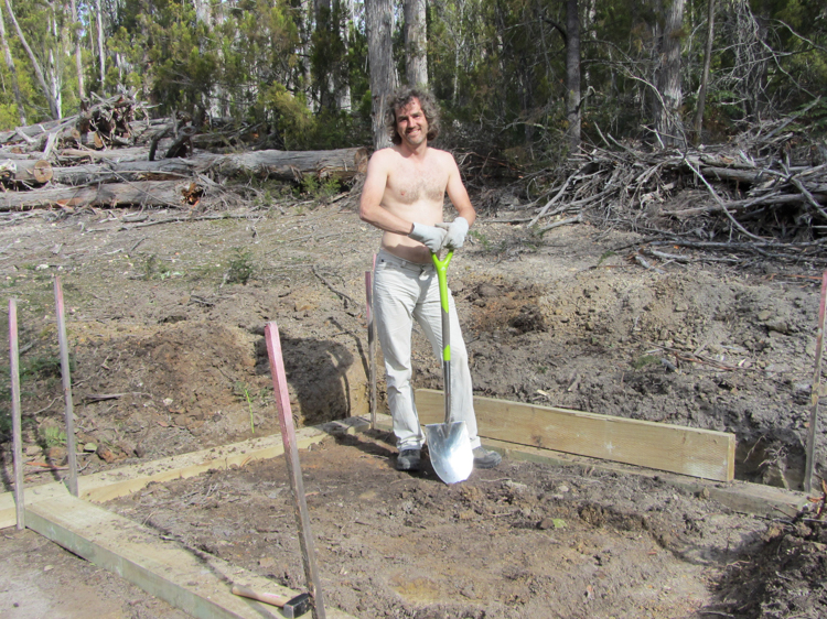 Digging the foundations for the shed.