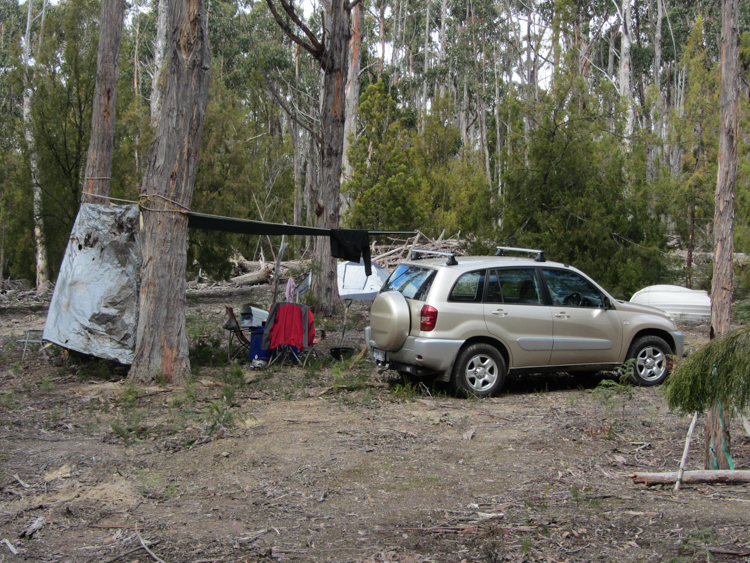 Where should we build our house? Our camp site in 2012.