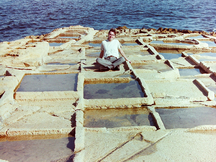 Messing around on the salt pans by Bugibba