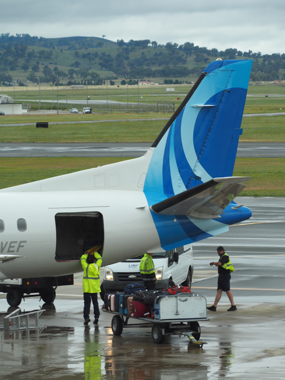 The tail of our Link Airways aeroplane, with missing HF aerial