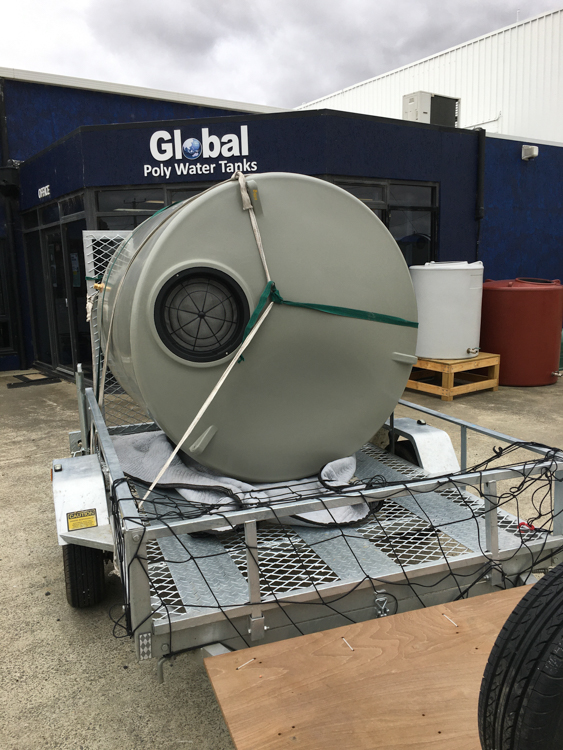 Irrigation tank on trailer