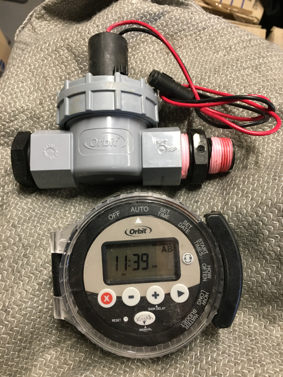 Orbit timer with electrically controlled gate valve