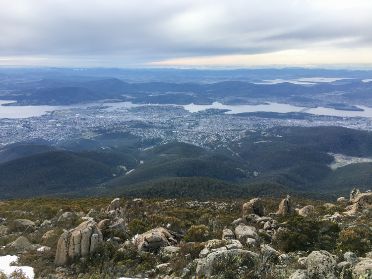 Hobart city, viewed from the Kunanyi Pinnacle