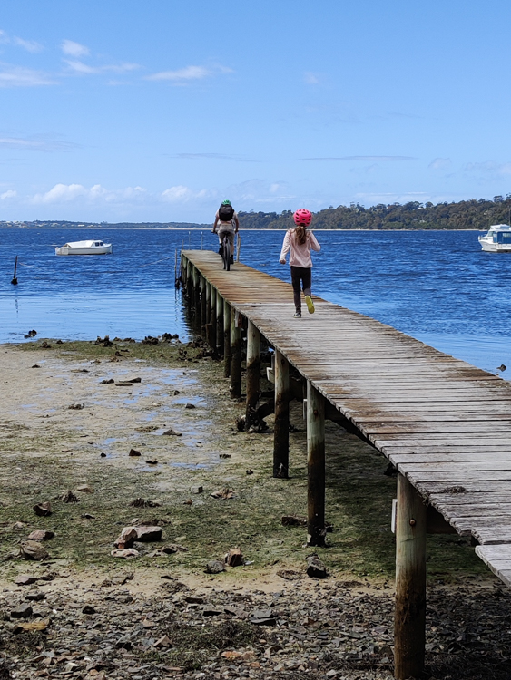 Berrima and Reinhard on a dock in St Helens