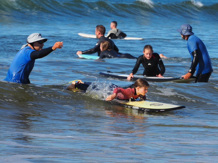 Berrima adopts the first position, at Broulee Surf School