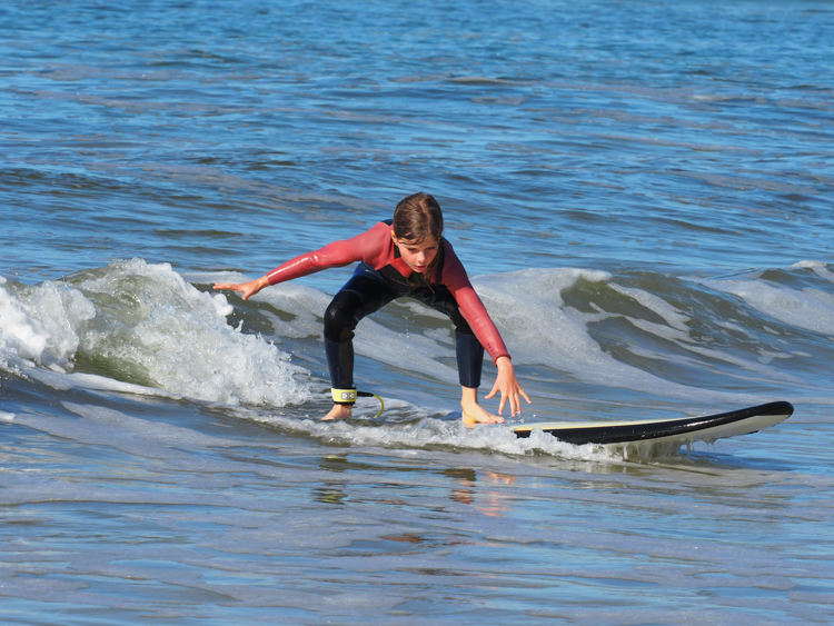 Berrima adopts the third position, at Broulee Surf School