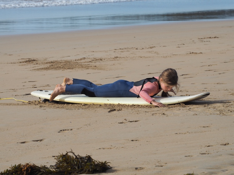 Berrima adopts the first position, at Broulee Surf School