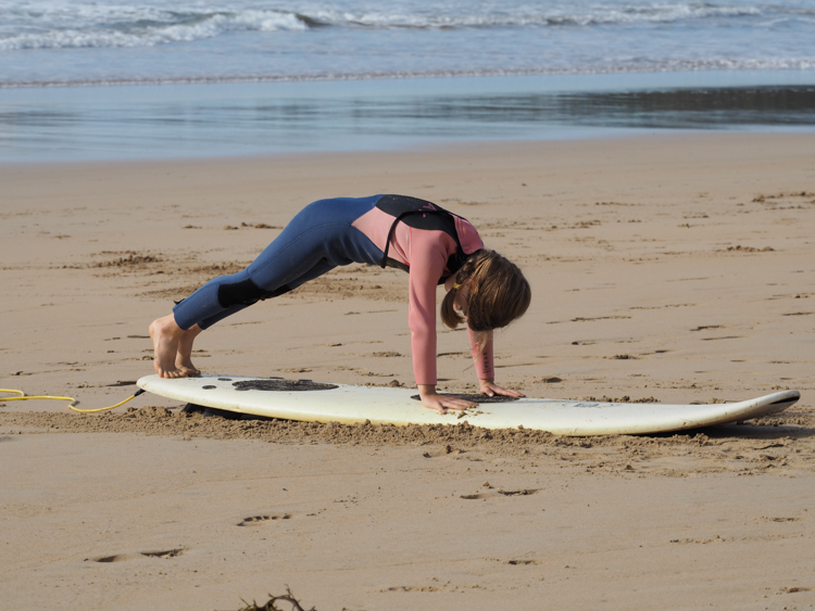 Berrima adopts the second position, at Broulee Surf School