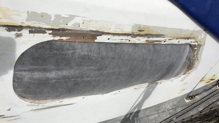 Starboard window frame, showing wood in bad condition