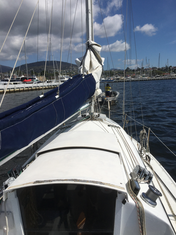 Cheval de Mer on tow back to the marina