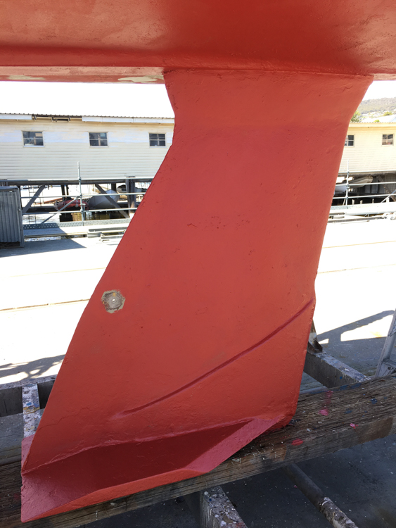 The keel, with two coats of antifoam
