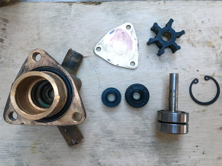 Yanmar 1GM10 raw water pump, cleaned up and ready for reassembly