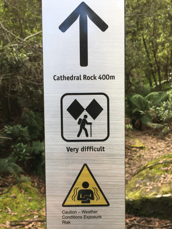 Sign warning about the final 400m of the Cathedral Rock track