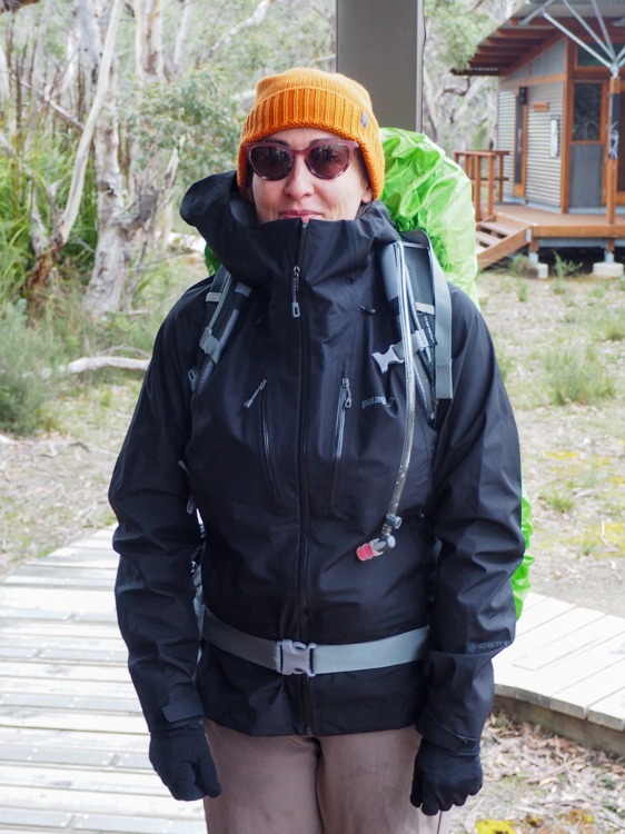 Elizabeth rugged up for a blustery morning on Mount Fortescue