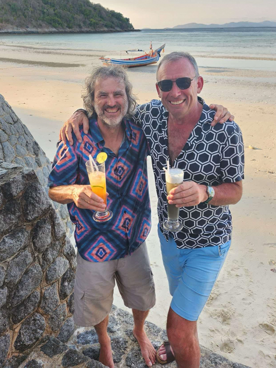 Reinhard and David and cocktails at Raya Bay