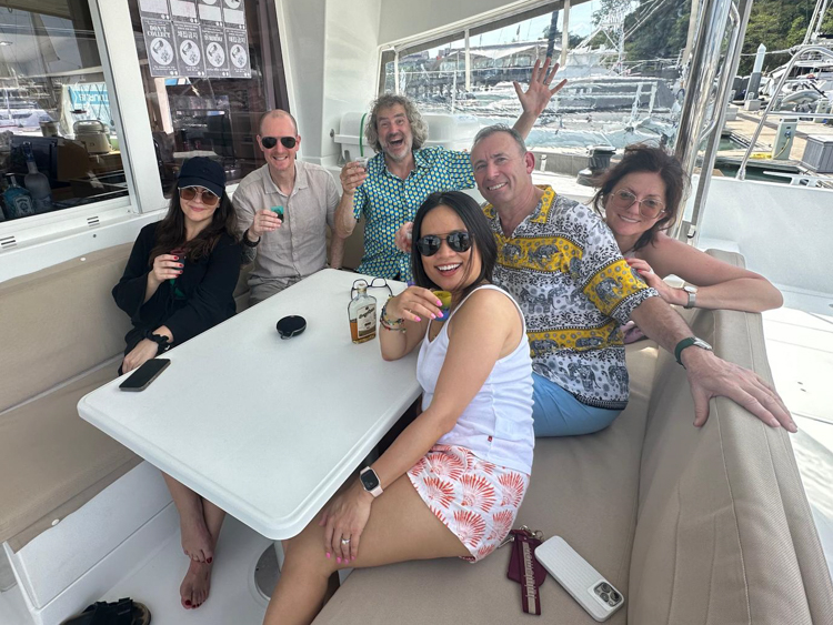 The crew assemble aboard Eos, at Simpson Marina Phuket