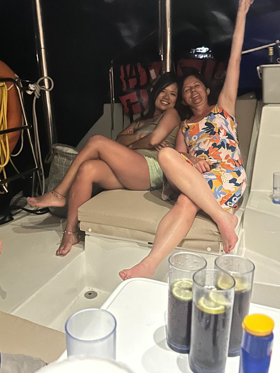Vananh and Mirjana partying on the yacht, at Raya Bay