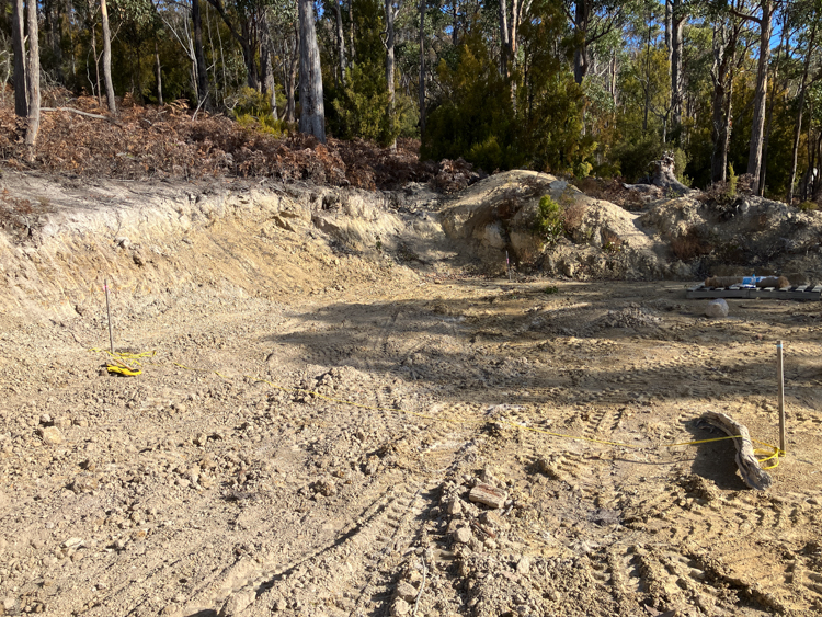 The levelled area, which will need a retaining wall