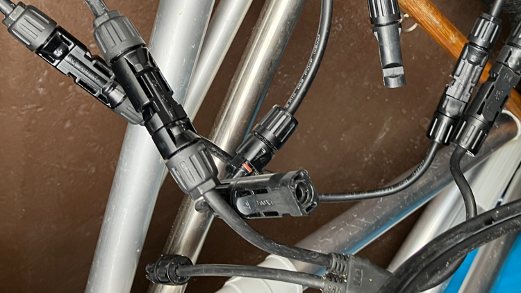 Nest of MC4 solar cables