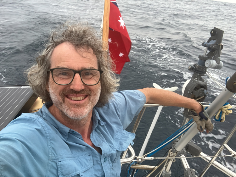 Reinhard enjoying the sail to Jervis Bay