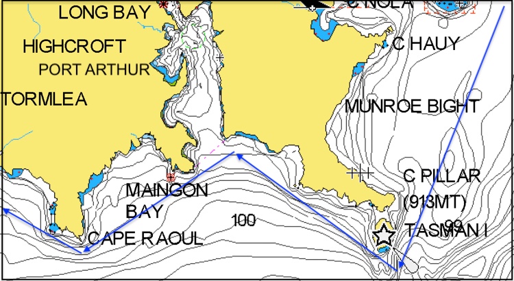 Route through Maingon Bay