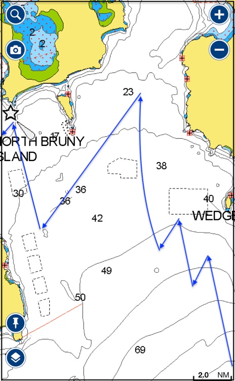 Our route up the d'Entrecasteaux Channel