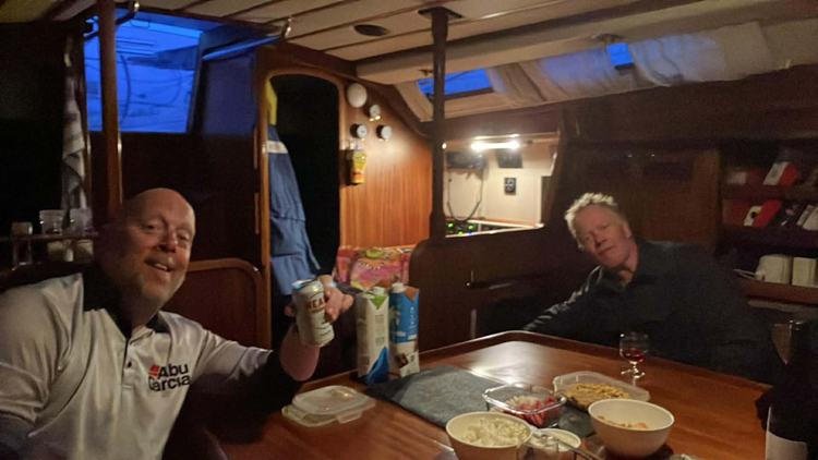 Pete and Brendon, relaxing in Triabunna