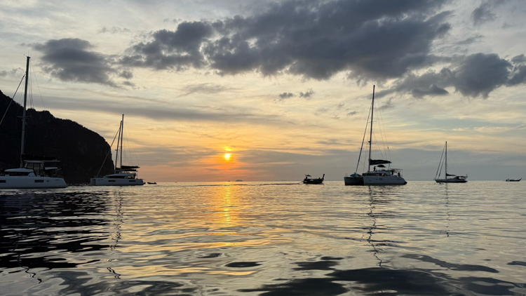 Busy anchorage at Phi Phi Island