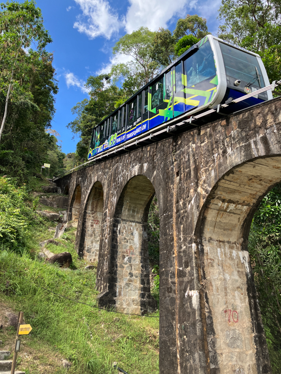 Penang Hill funicular on a viaduct