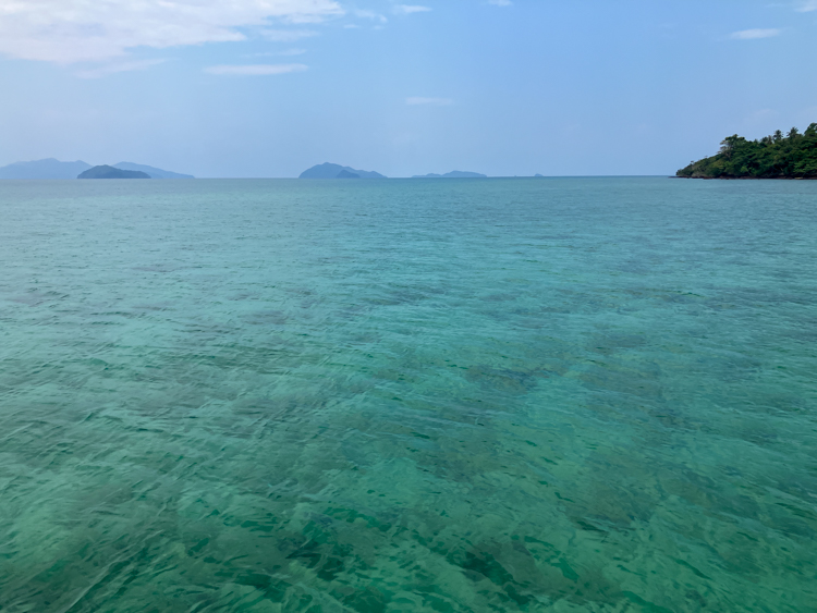 Very shallow coral sea near Ko Kham