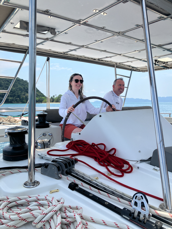 Shanice takes the helm as we leave Ko Wai