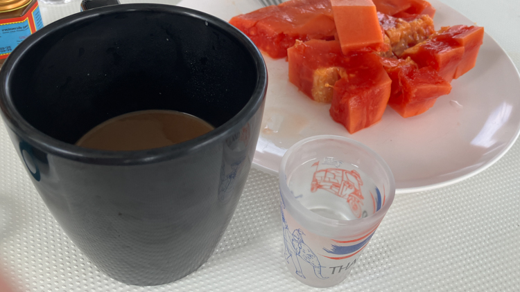 Coffee, rakija, and some healthy fruit at anchor off Ko Mak