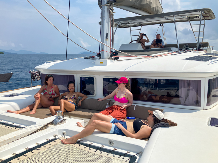 The crew aboard Ar Marg, en route to Ko Kood via Ko Rang