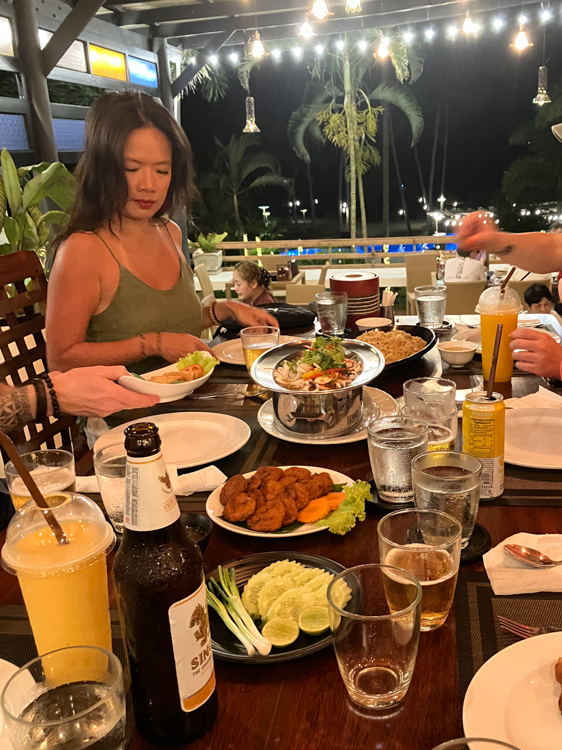 Vananh enjoying a seafood banquet at Suanya Resort on Ko Kood