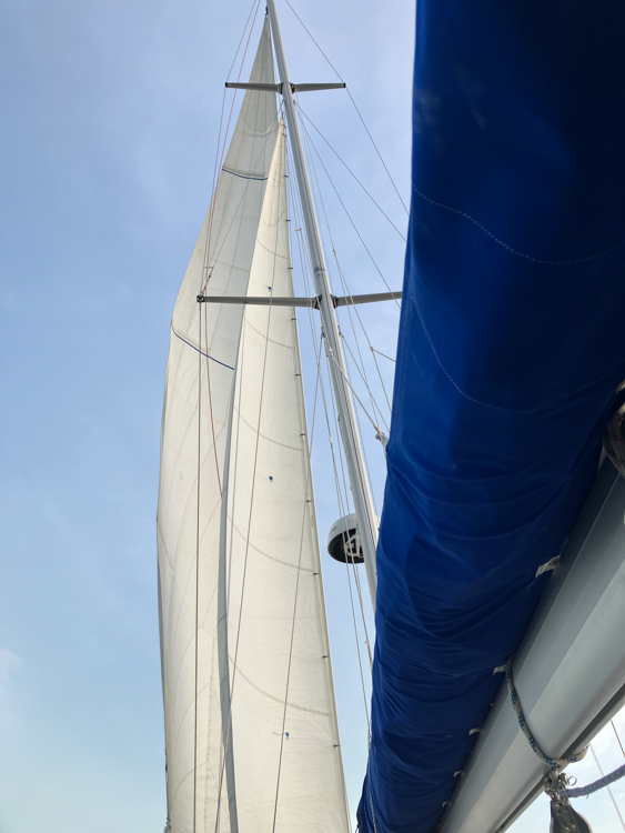 The foresail unfurled