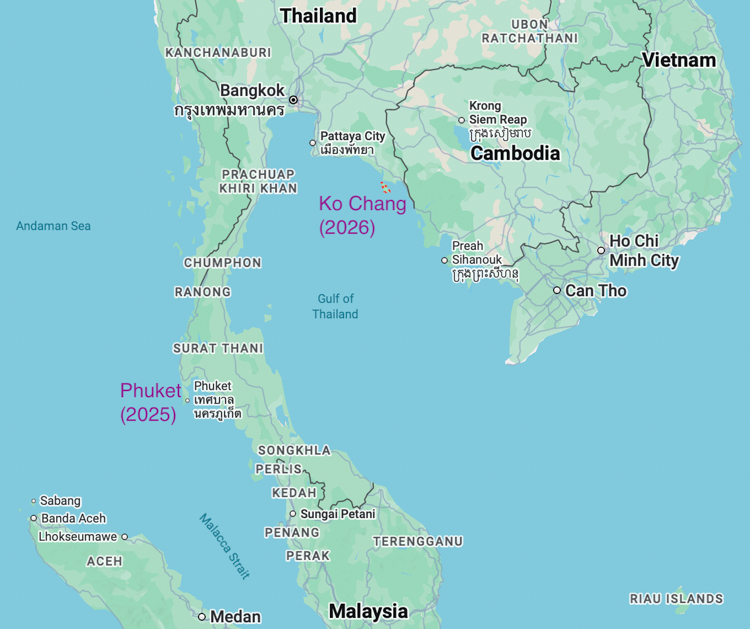 Map of Thailand, showing the location of Ko Chang